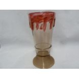 Salviati - a large glass goblet, the body of blush colour and of tapered cylindrical form on