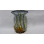 WMF - Ikora glass, a tulip form vase with wide flared upper rim, of graduated blue striped in