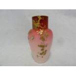 Harrach - a peach blow glass vase of baluster form, the ground graduated from deep rose pink to pale