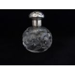 English glass, probably Stevens and Williams - a silver mounted rock crystal style table perfume