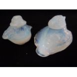 Czechoslovakia - a pair of opaline glass novelty salt and pepper shakers formed as chicks, 6.5cm max