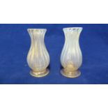 Seguso - a pair of glass miniature vases, opaline with aventurine inclusions, of baluster form on