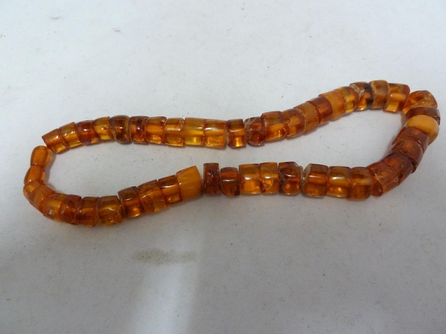 Various items of amber set jewellery comprising: two graduated round bead necklaces with screw - Image 5 of 9