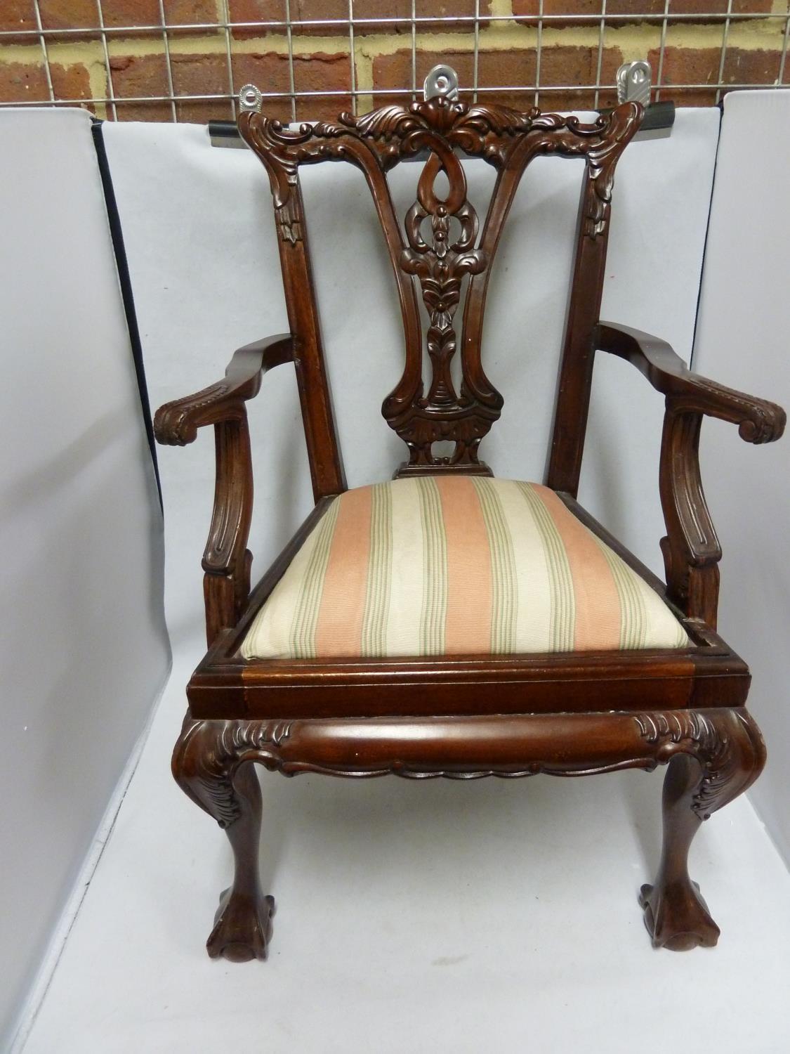 A reproduction childs/dolls chair, in Georgian style, on ball and claw feet, 50cm high