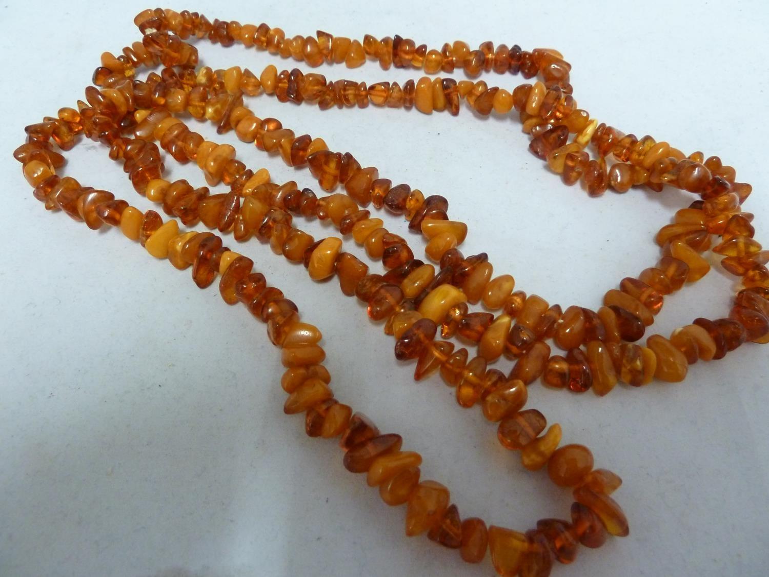 Various items of amber set jewellery comprising: two graduated round bead necklaces with screw - Image 2 of 9