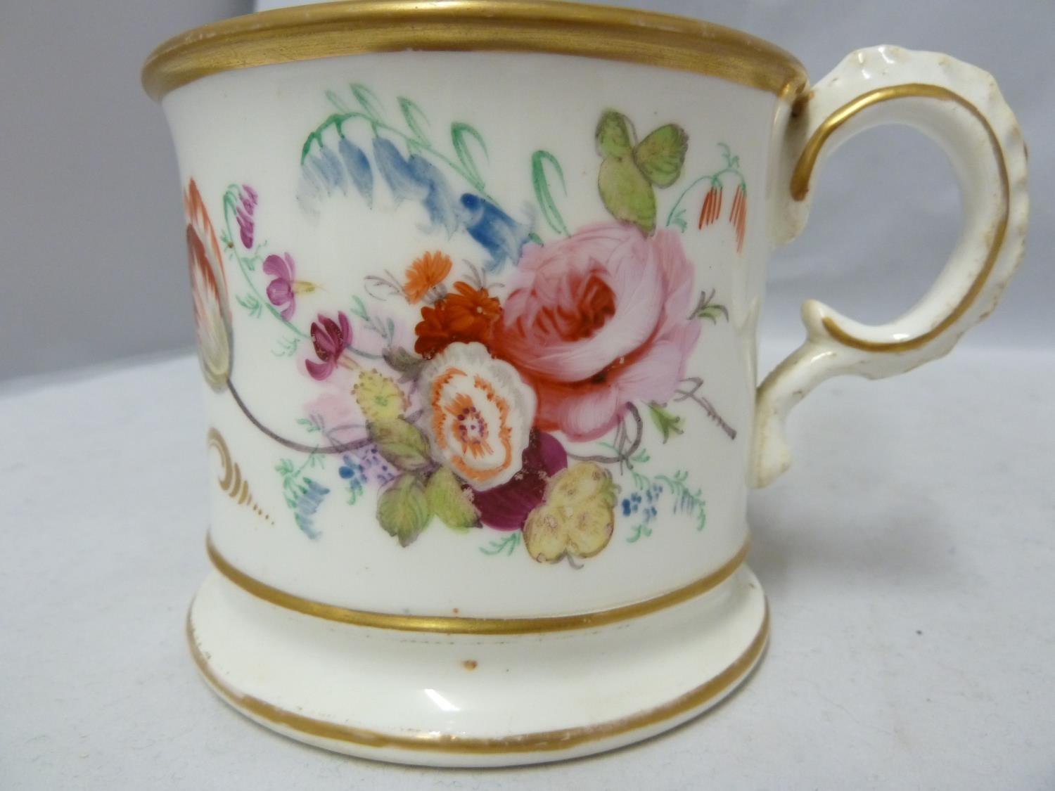 Police Interest / Derby Family History - A porcelain mug decorated with polychrome painted flower - Image 3 of 5