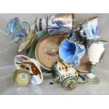 A quantity of contemporary ceramics, includes mugs, tea pots, bowls and large serving platter (qty)