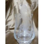 Dennis F Mann for Caithness Glass - The Warrior vase, of waisted cylindrical form engraved with a