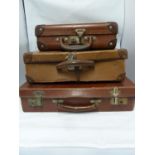 Three small size Vintage suitcases, 40cm max