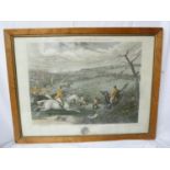 Grand Leicestershire Fox Hunt, hand coloured etching engraved by Hunt after Alken, framed and glazed