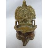 An indian temple votive stand formed as a high backed pool with central bhudda motif, 14cm high