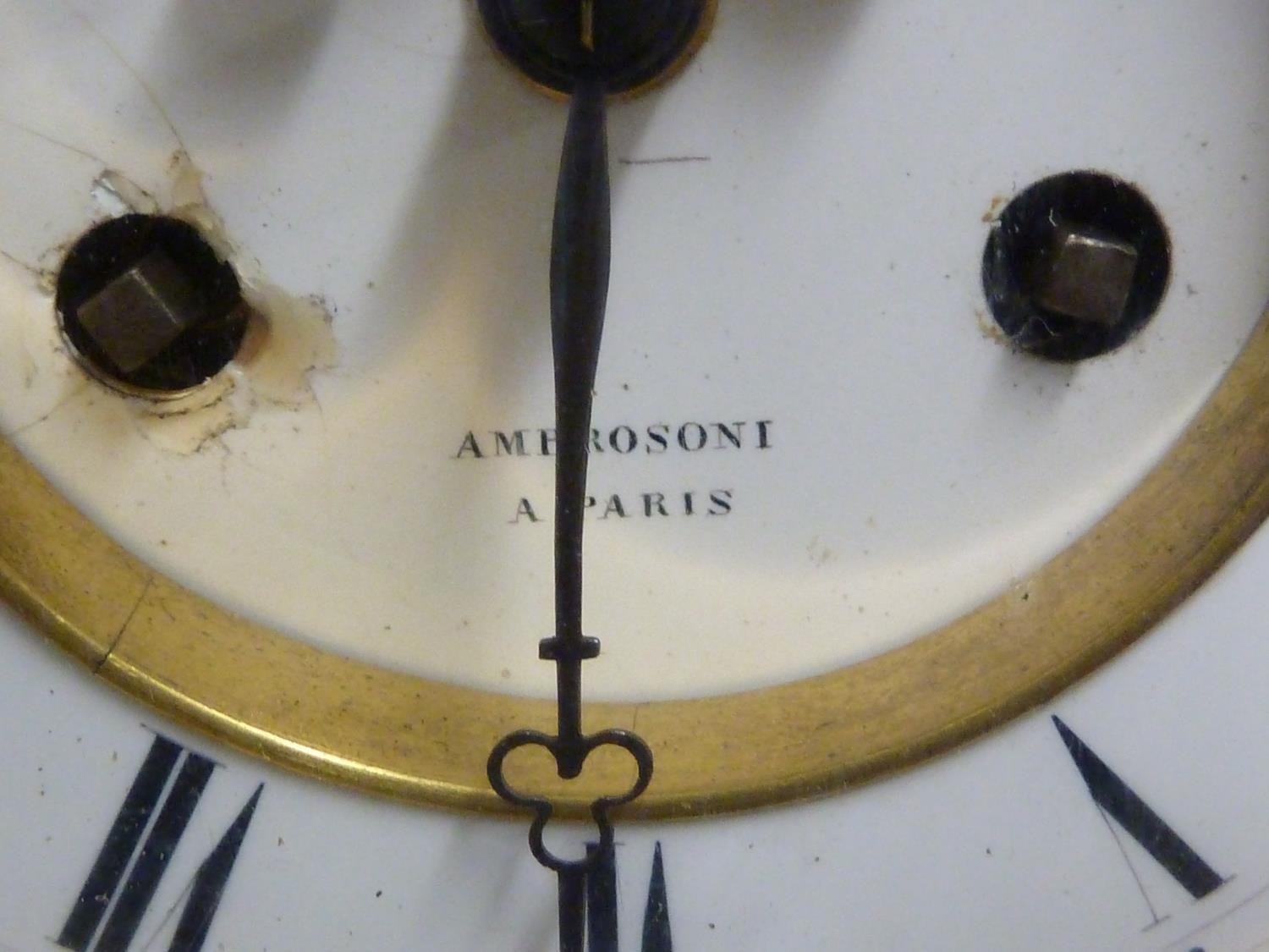 A black slate clock the dial marked Ambrosoni a Paris, with key (2) - Image 5 of 8