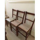 Three mahogany bedroom chairs, decorated with boxwood stringing, 84cm high (3)