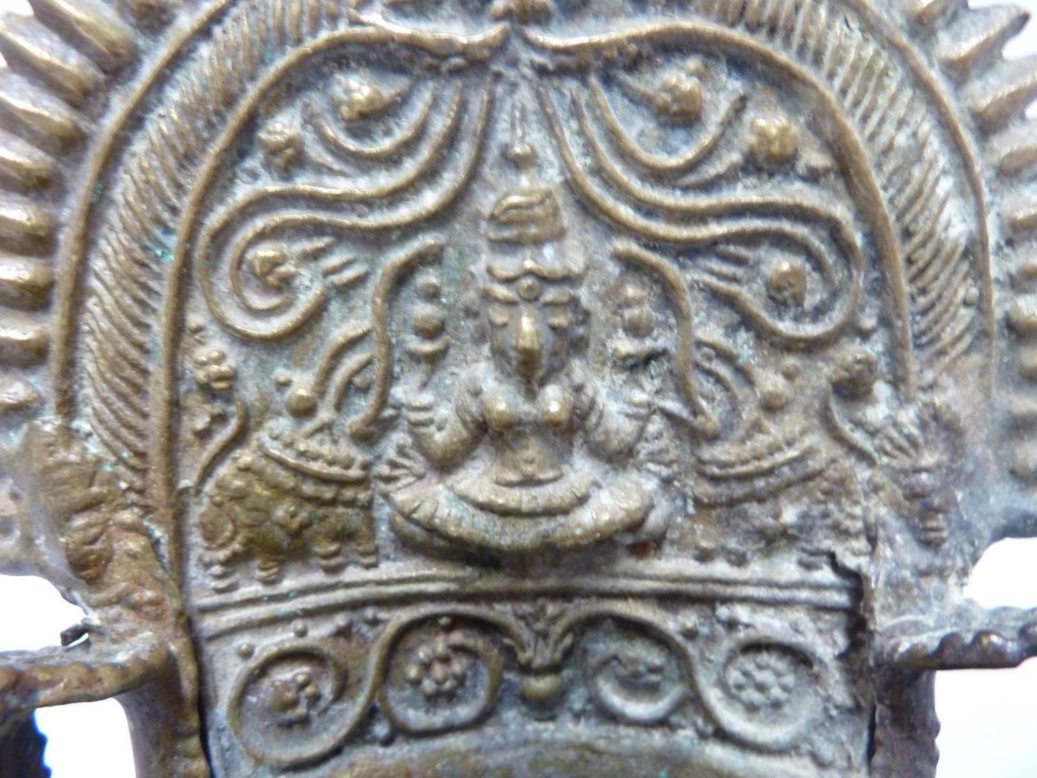 An indian temple votive stand formed as a high backed pool with central bhudda motif, 14cm high - Image 4 of 4