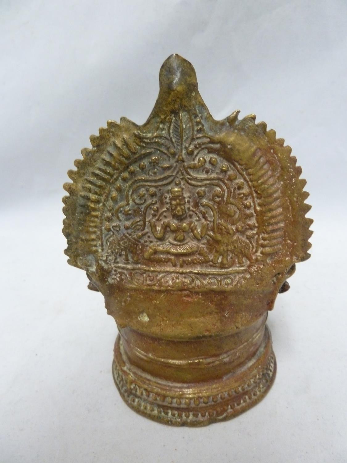 An indian temple votive stand formed as a high backed pool with central bhudda motif, 14cm high - Image 2 of 4