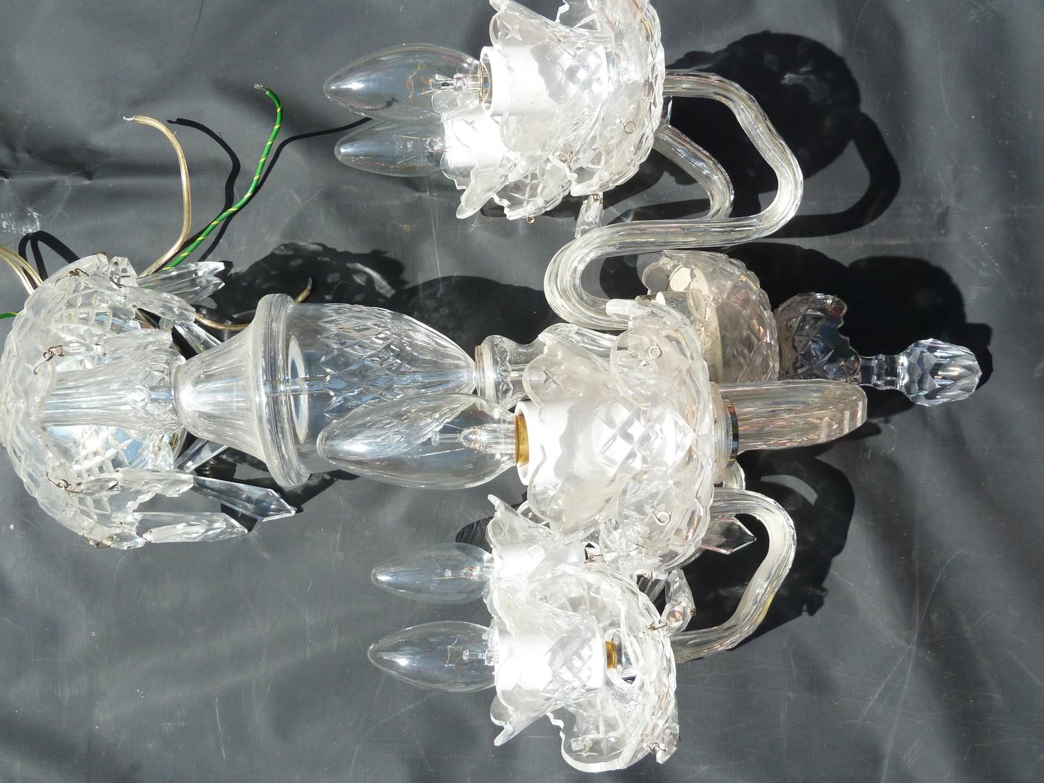 A pair of vintage Waterford Avoca five light chandeliers, the glass fully marked Waterford, chromium - Image 8 of 11