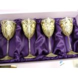 Violeta Markovic - Eight hand decorated wine glasses, in the style of Moser, presentation boxes