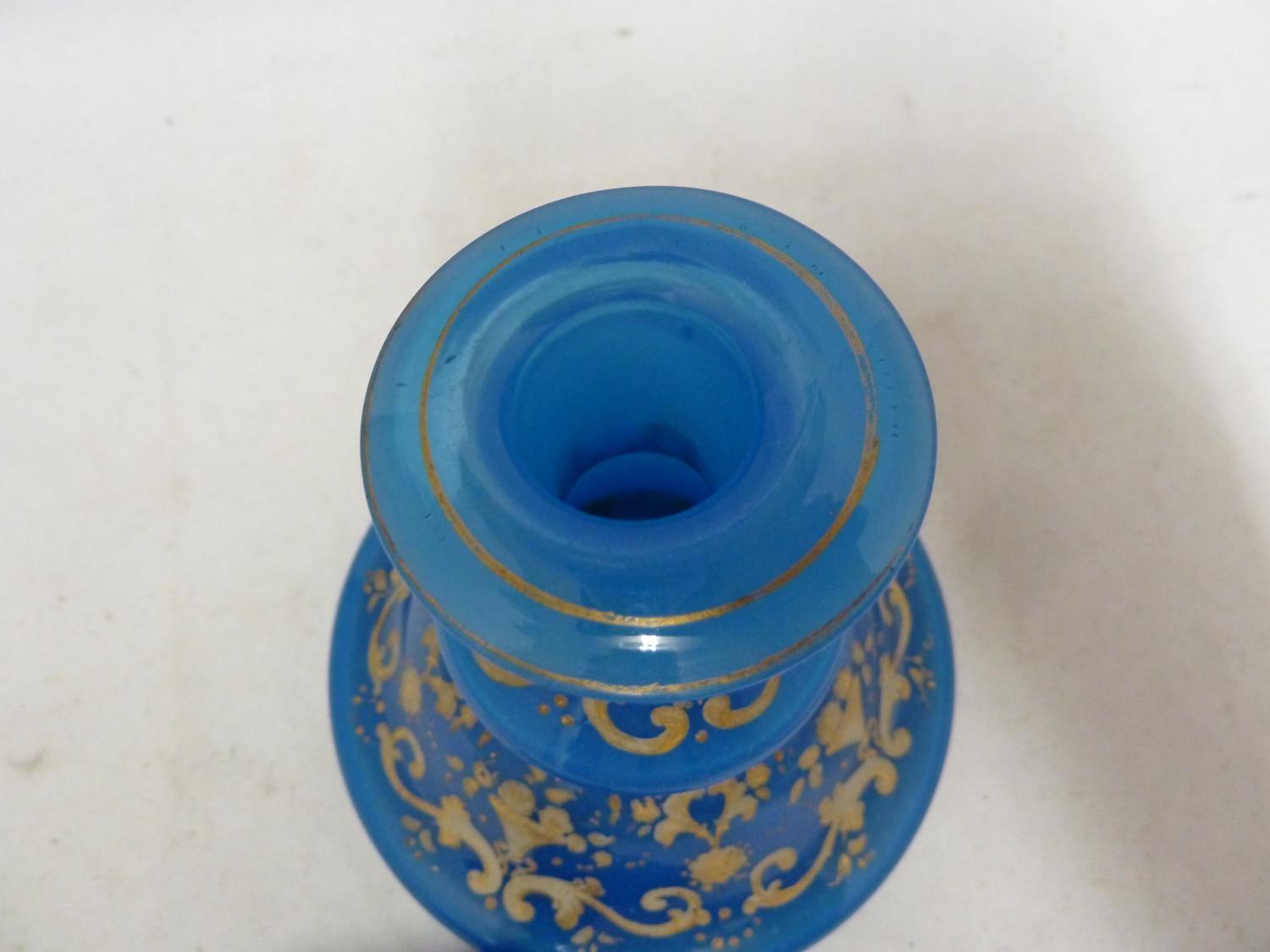 Bohemian Glass - A deep sky blue glass perfume bottle, for the Islamic market, the body of stepped - Image 5 of 8