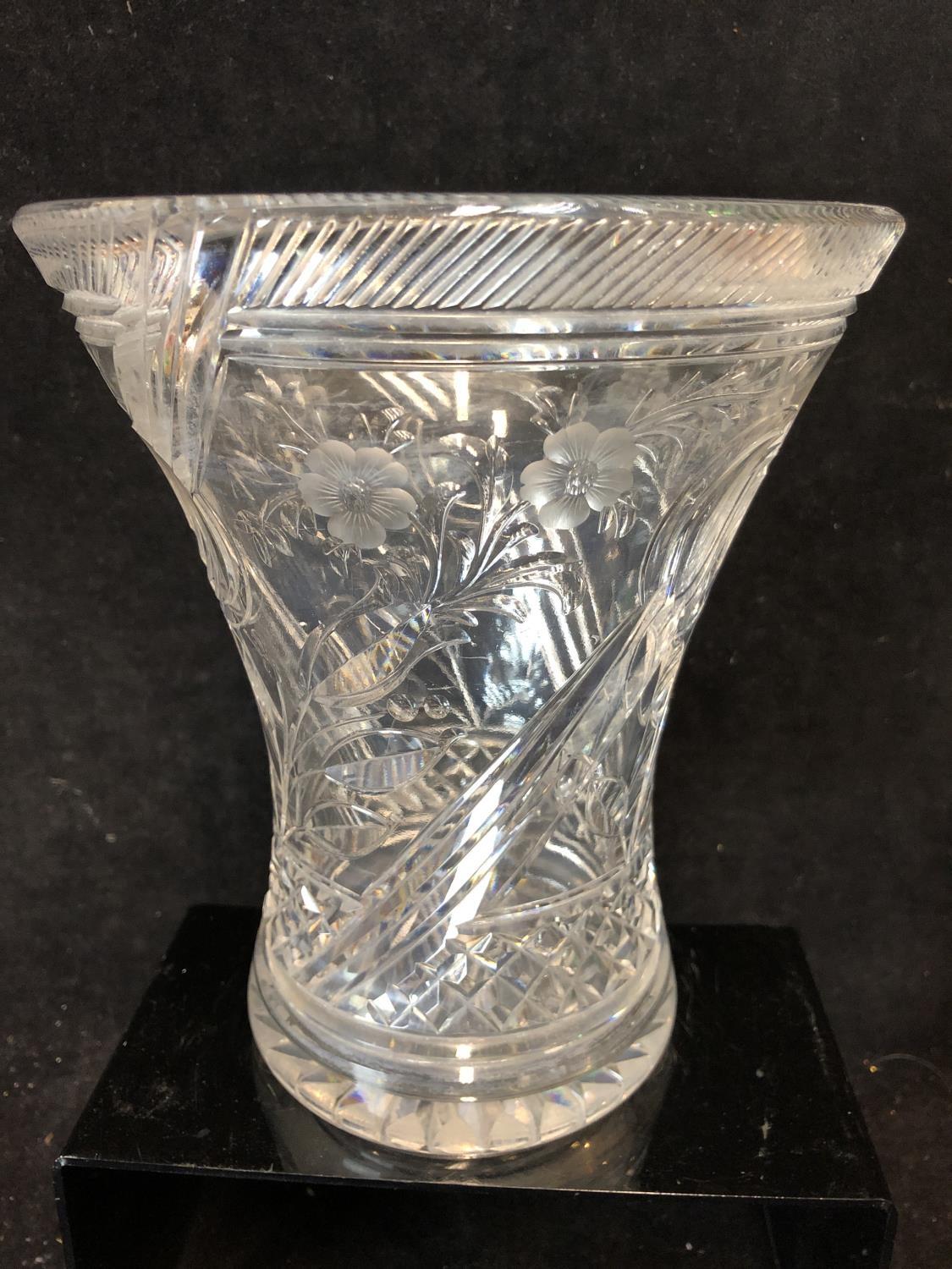 Jack Lloyd for Tudor Glass, an Art Deco squat trumpet form colourless glass vase, of Rock Crystal - Image 3 of 9