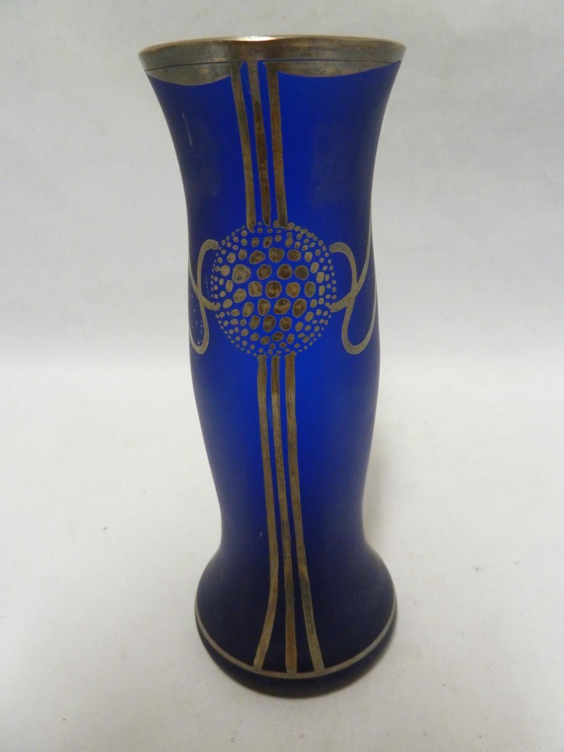 Three Continental glass items - comprising:a cobalt blue frosted glass vase of bellied cylindrical - Image 8 of 12