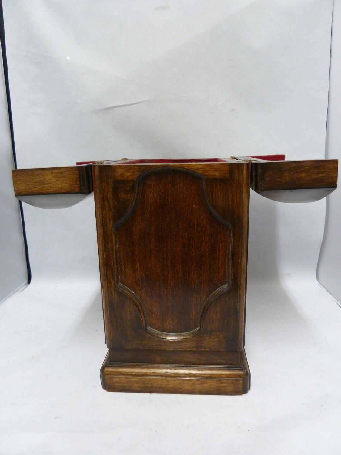 A mahogany knife box, rectangular with mirror shaped panels and domed folding top, 27cm high - Image 2 of 6