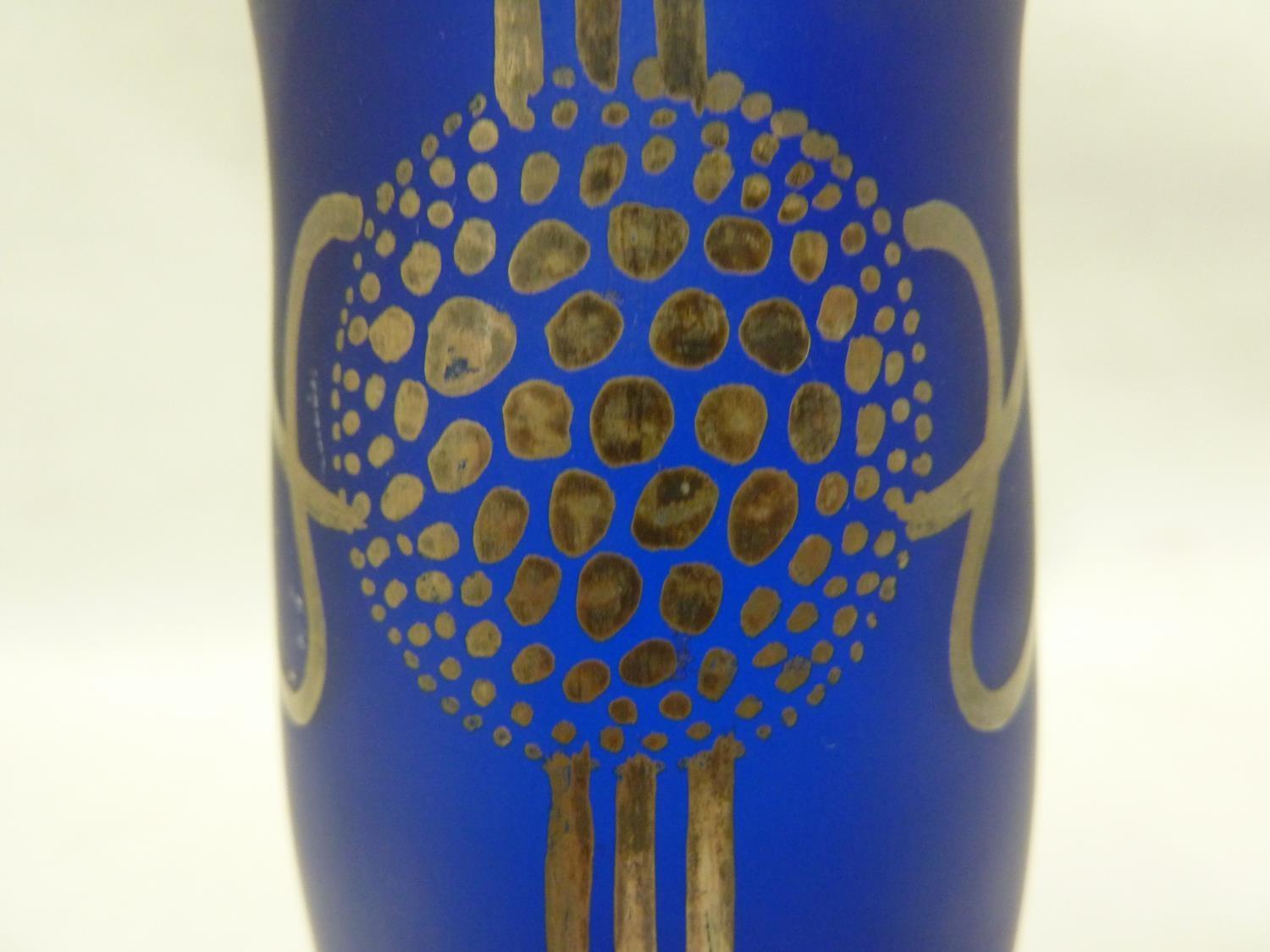 Three Continental glass items - comprising:a cobalt blue frosted glass vase of bellied cylindrical - Image 11 of 12