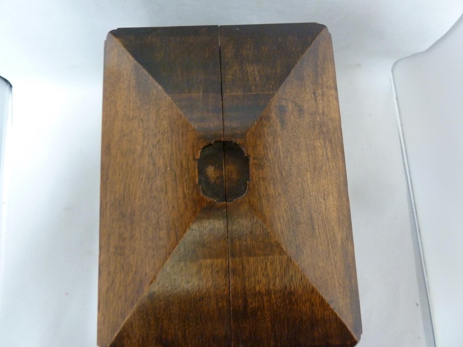 A mahogany knife box, rectangular with mirror shaped panels and domed folding top, 27cm high - Image 6 of 6