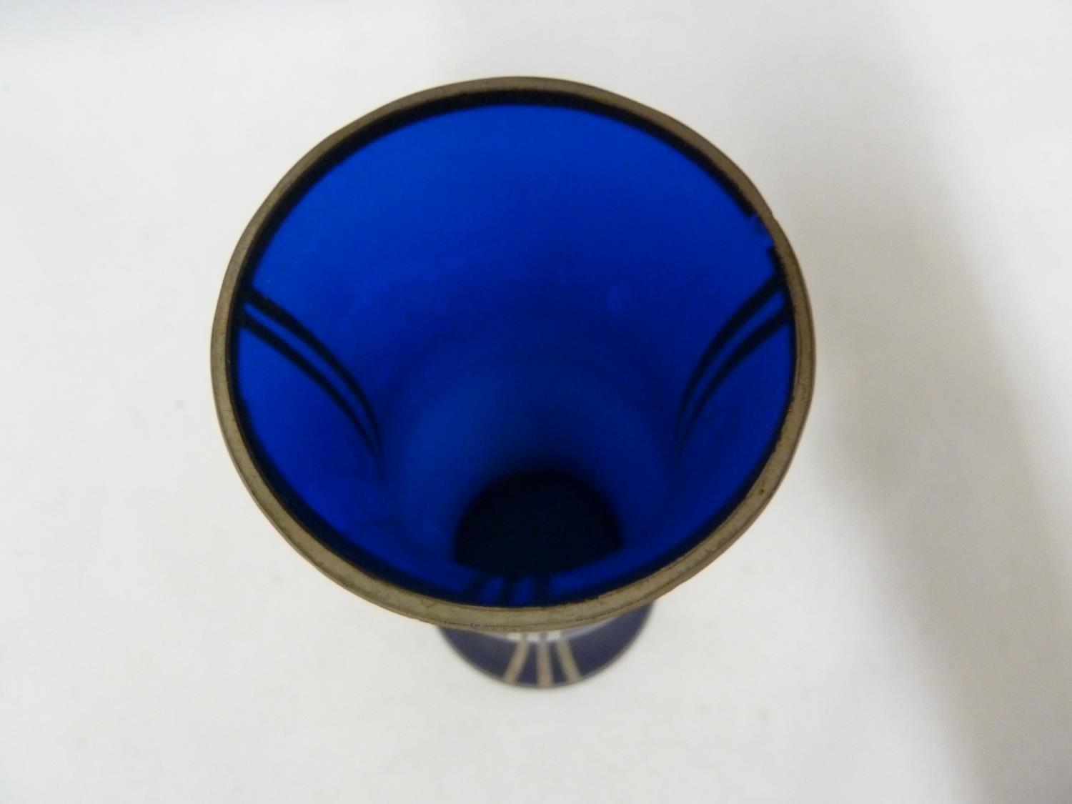 Three Continental glass items - comprising:a cobalt blue frosted glass vase of bellied cylindrical - Image 10 of 12