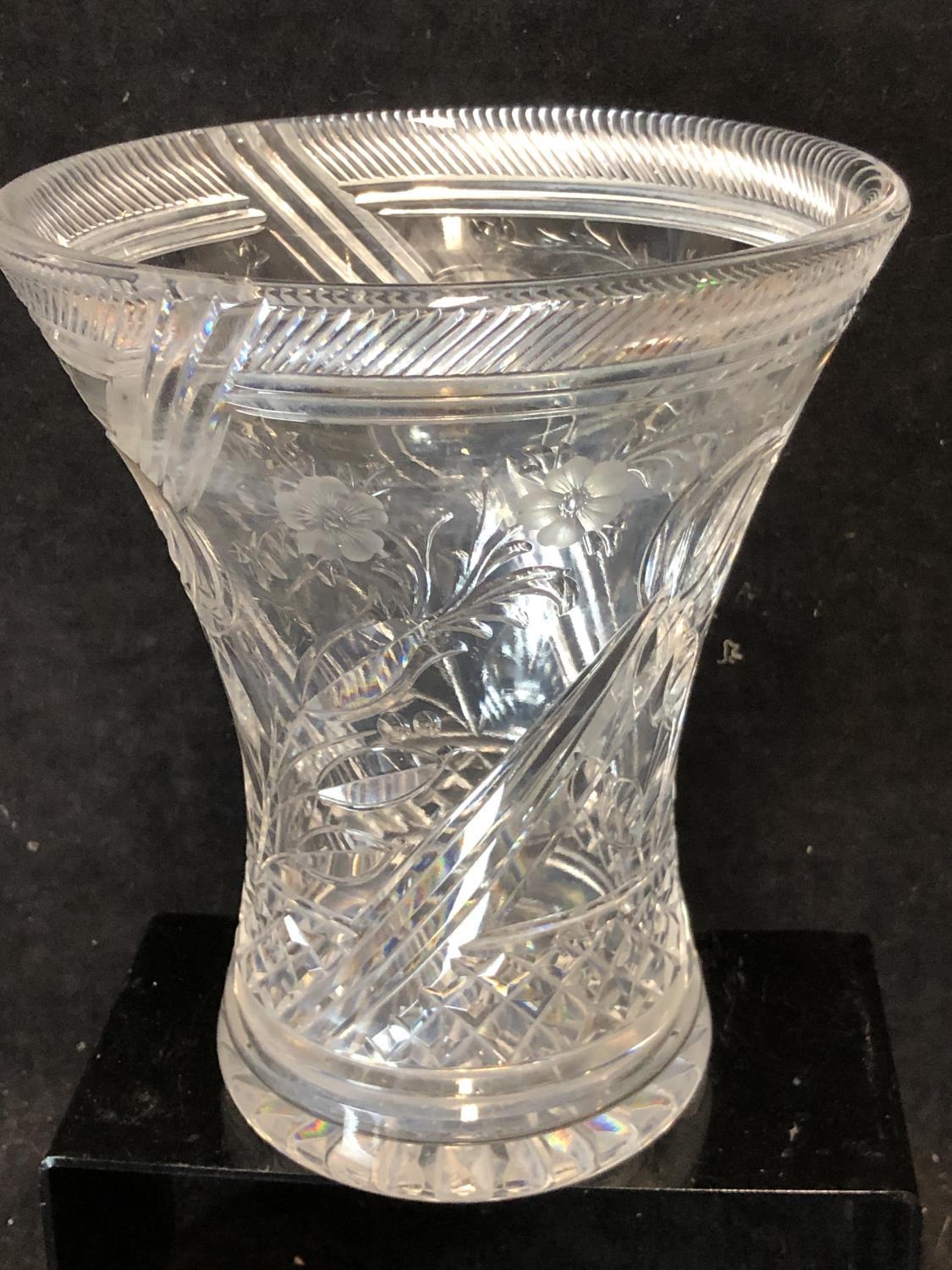 Jack Lloyd for Tudor Glass, an Art Deco squat trumpet form colourless glass vase, of Rock Crystal - Image 7 of 9
