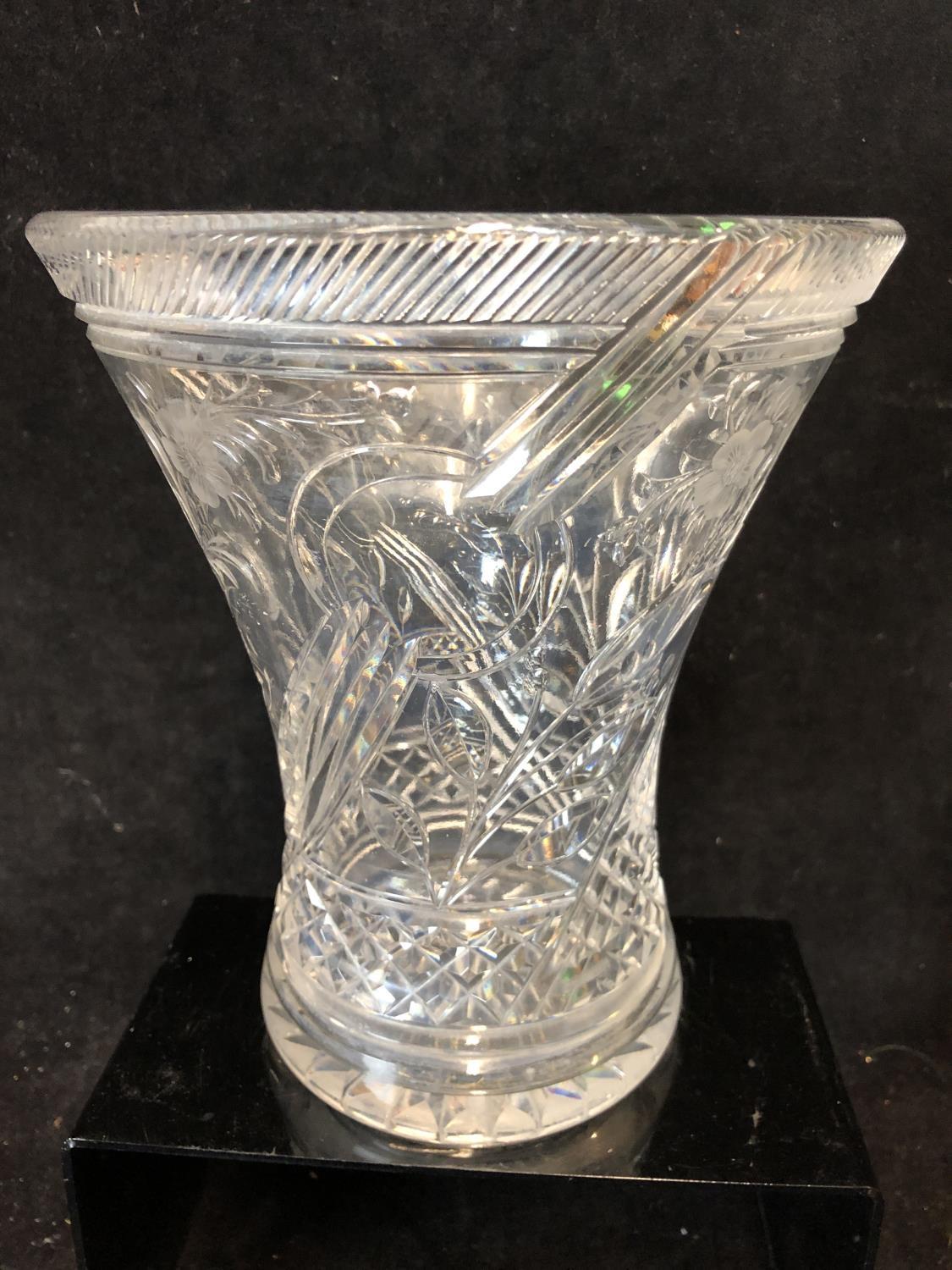 Jack Lloyd for Tudor Glass, an Art Deco squat trumpet form colourless glass vase, of Rock Crystal - Image 4 of 9
