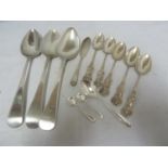 Table silver, comprising: three table spoons, five teaspoons, one coffee spoon, two salt spoons, and