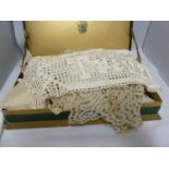 A quantity of Maltese lace table linen, traycloth, coaster cloths, napkins; crochet work