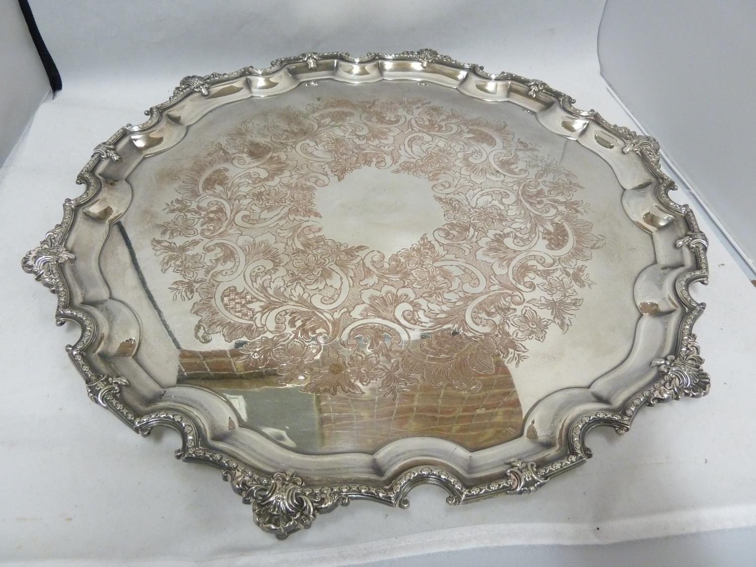 A large silver plated two handled tray, of oval shape, 58cm max diam approx; and one large - Image 7 of 10