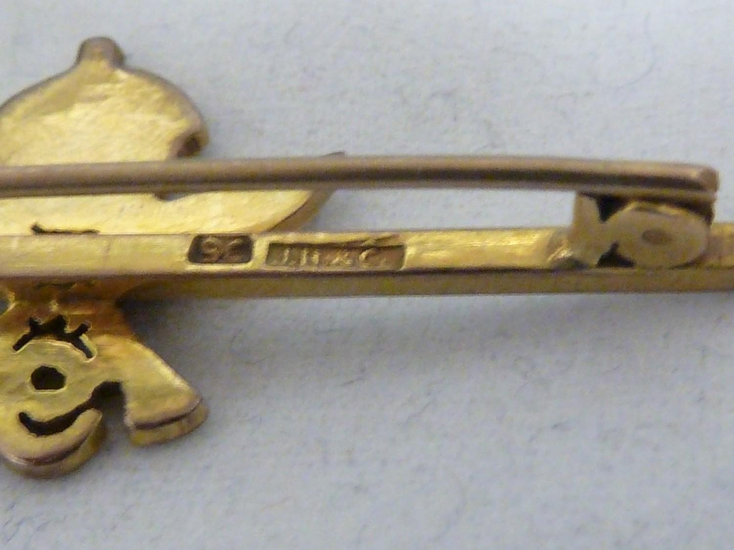 9th Gurkha Rifles Regiment Interest, a 9ct yellow gold sweetheart bar brooch, stamped 9C and - Image 3 of 5