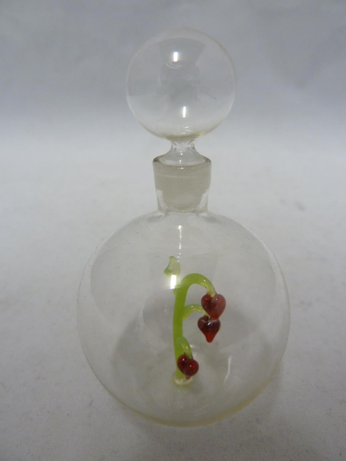 Austrian Glass - two lampwork perfume bottles, the colourless globular soap bubble glass bottles - Image 4 of 7