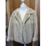 An Emba Pearl short mink jacket, natural pale beige colour, marked Royal Quality, size 8-10 approx