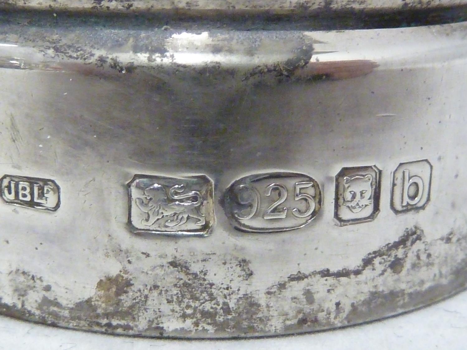 Five silver pepper grinders, various dates and makers - modern; and four green enamelled silver menu - Image 6 of 15