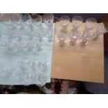 Cut glass - `14 red wine glasses, 7 white wine glasses, 7 water glasses, in 2 near matching patterns