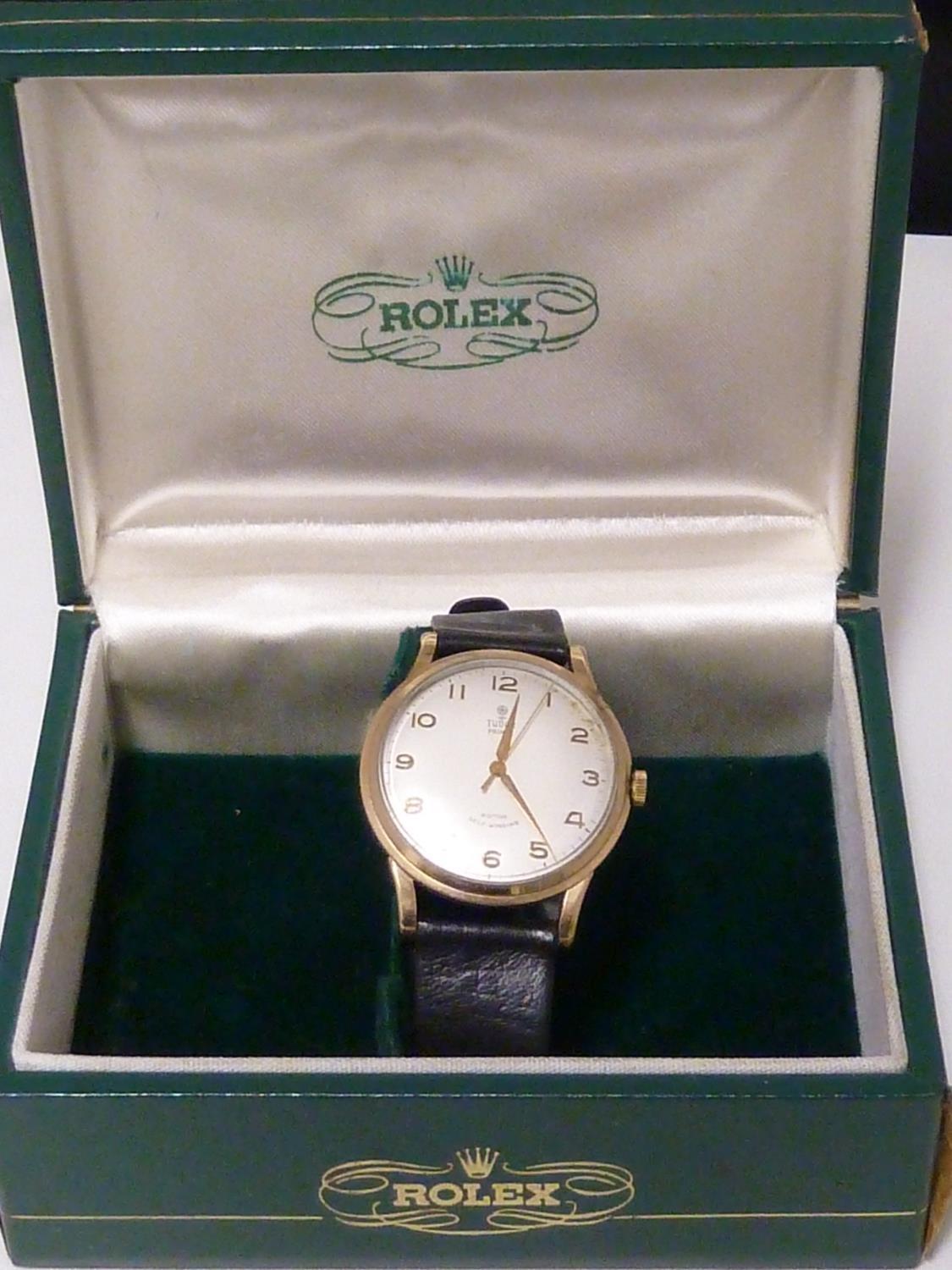 A Vintage Rolex Tudor Prince Rotor self-winding 9ct gold Gentleman's wrist watch; with a Rolex