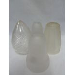 Architectural salvage - Four lamp shades - comprising: a pair of Art Deco frosted glass lamp shades,