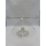 English Glass - a Georgian pedestal stem glass tazza, circular with high lip on hollow reeded column