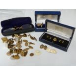 A pair of 9ct yellow gold Gentlemans cufflinks, in Mappin and Webb box, 11 grms approx; one other