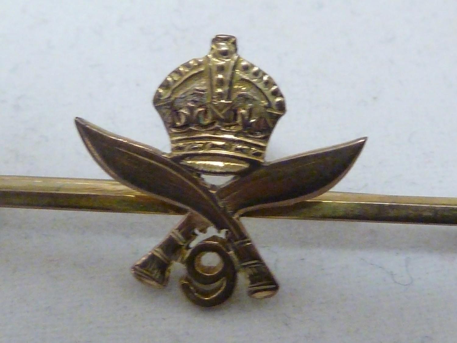 9th Gurkha Rifles Regiment Interest, a 9ct yellow gold sweetheart bar brooch, stamped 9C and - Image 2 of 5