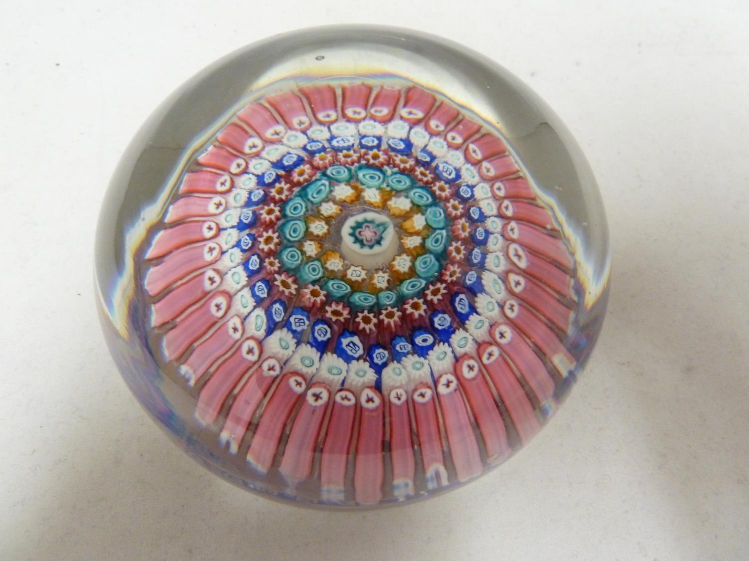 English Glass - a large or Magnum size paperweight, of concentric canes, 9.5cm diam