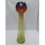 Josef Rindskopf - a Pepita Art Nouveau glass vase, of elongated flower bud design the glass