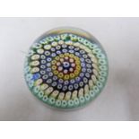 Whitefriars - a glass paperweight, concentric millifiori, canes, date cane for 1977