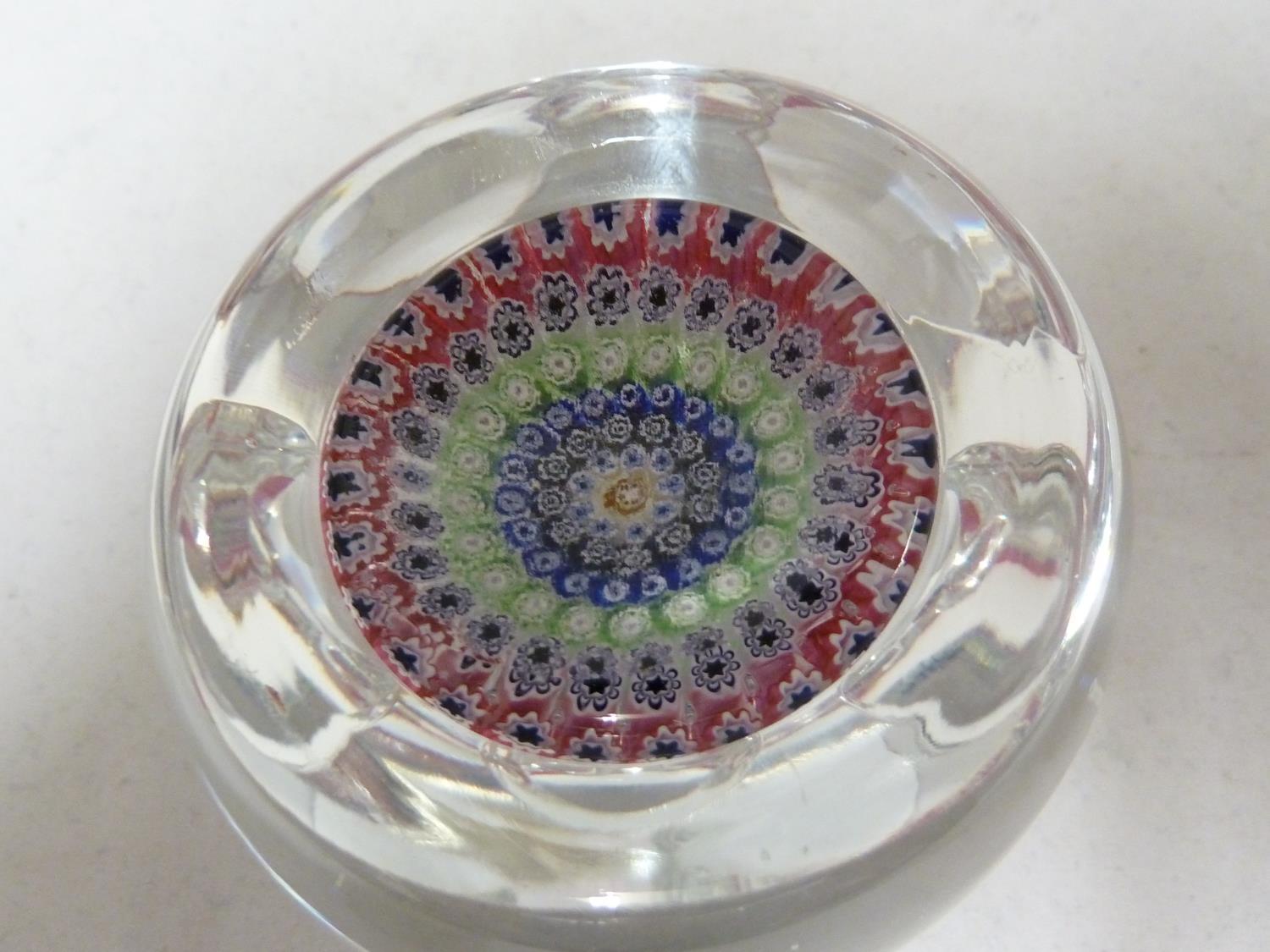 Whitefriars - a glass paperweight, concentric millifiore window cut, 1977, 7.5cm diam approx - Image 4 of 4