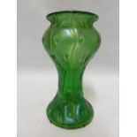 Loetz - a Rusticana pattern green iridescent glass vase, of urn form on spreading foot, 18cm high