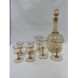 MVM Cappelin, Murano - a part Port wine glass service, comprising decanter and stopper and seven