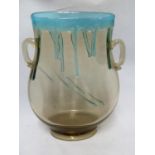 Possibly Francois Eugene Rousseau, French - a two handled flattened urn vase of smoked amber